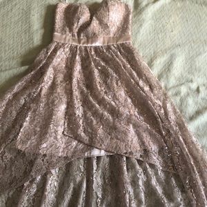 Sparkly gold high low dress
